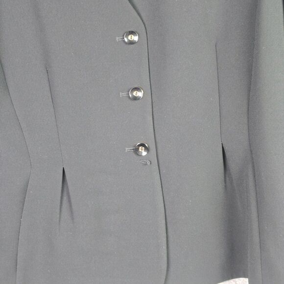 Tahari Arthur S Levine Black Floral Lined Blazer Jacket 14 Boxy Career Modern - Picture 4 of 15